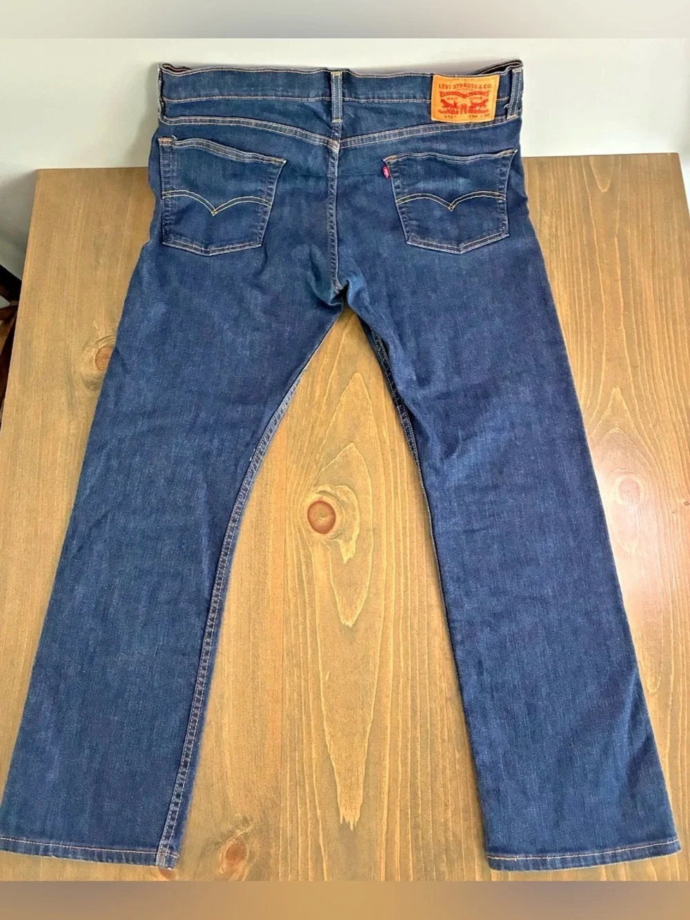 Levi’s 513 Slim Straight Jeans Mens 36x30 Dark Wash Blue Denim Red Tab